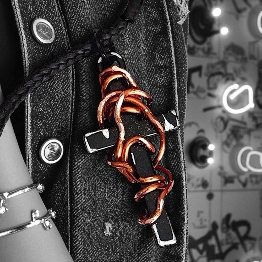 5 For $25💫Small Wrapped Black Cross Pendant Necklace
